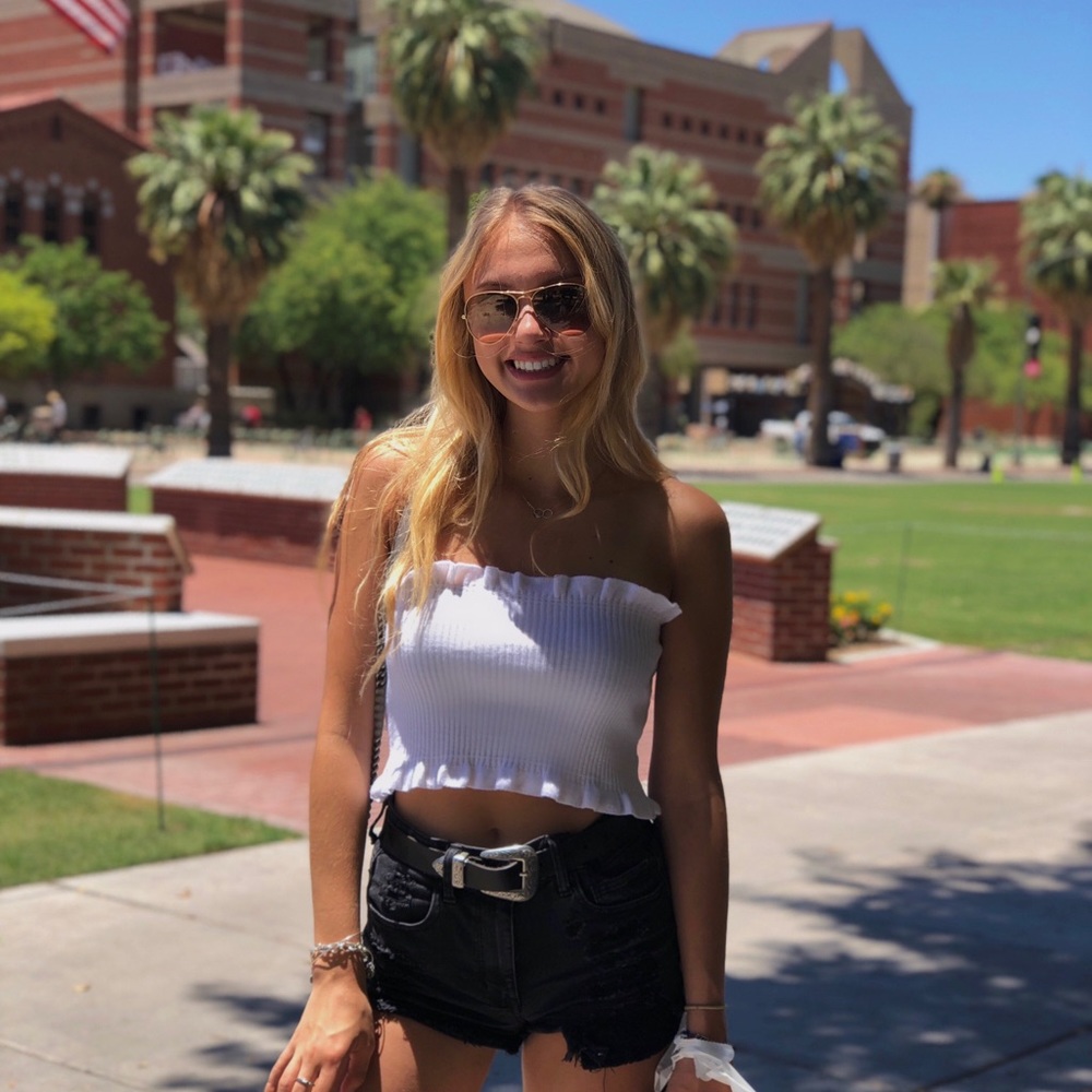 Ribbed ruffle tube top